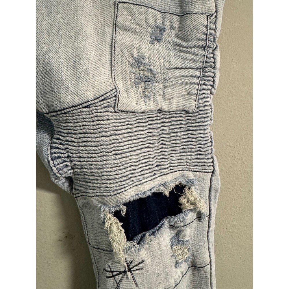 Rue21 Premium Supreme Flex Slim Taper Moto Distressed Jeans Mens 28x30 - Picture 3 of 9